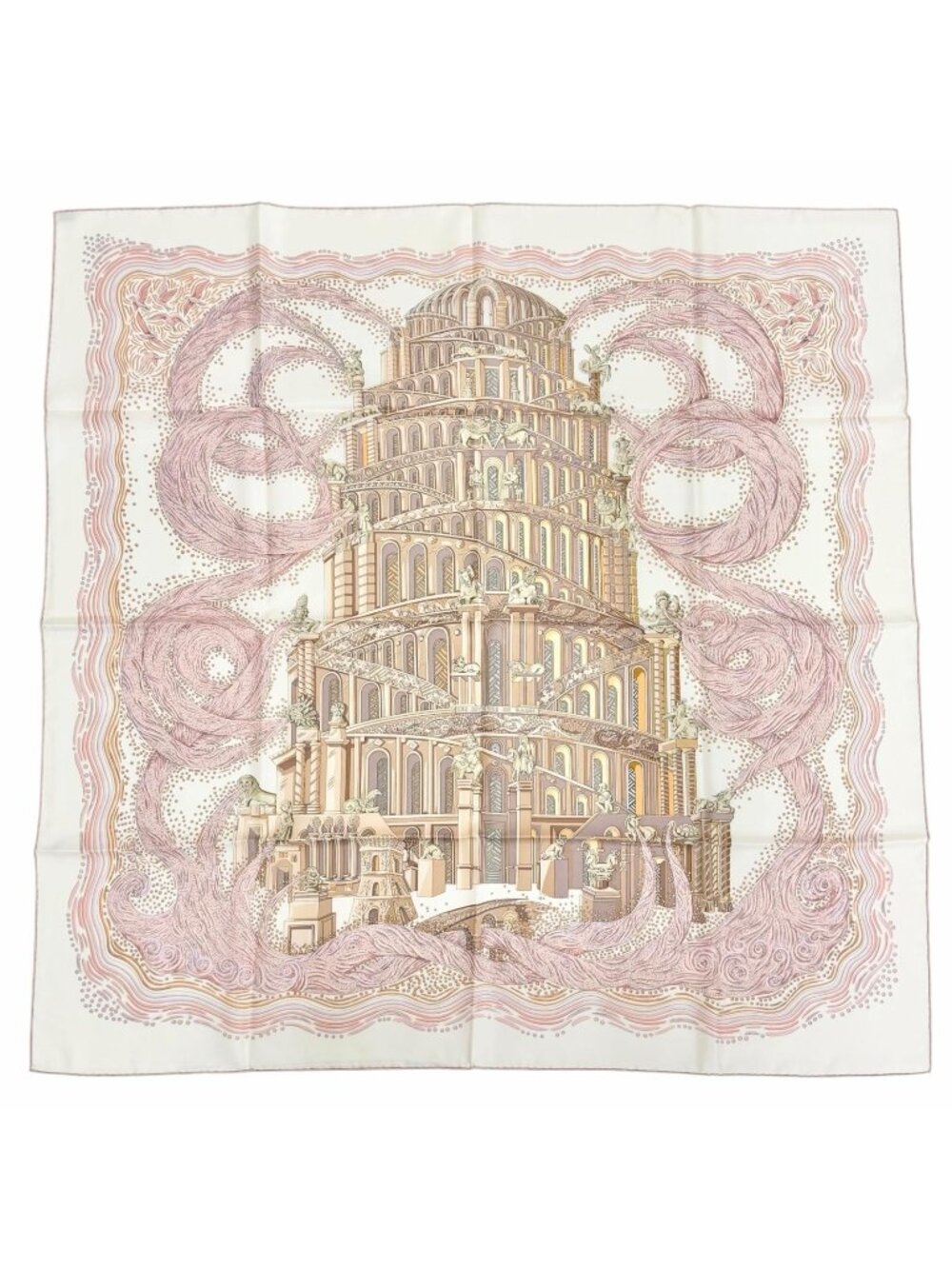 Hermes les Rivieres de Babel River of Silk 100% Scarf Pink Recommended